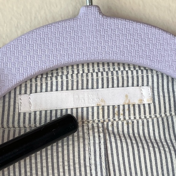 Uniqlo Blazer sz Medium Men’s Jacket Grey light stripe button Preloved Pockets - Picture 6 of 11